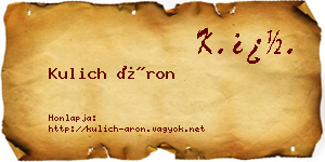 Kulich Áron névjegykártya